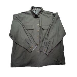 Y2K Hiking Outdoor Shirt Green Plaid Double Face Cotton Flannel Barn Jacket